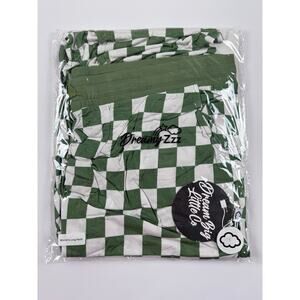 Dream Big Little Co. Women's Green/White‎ Checkered Bamboo Long Dream Pants - L